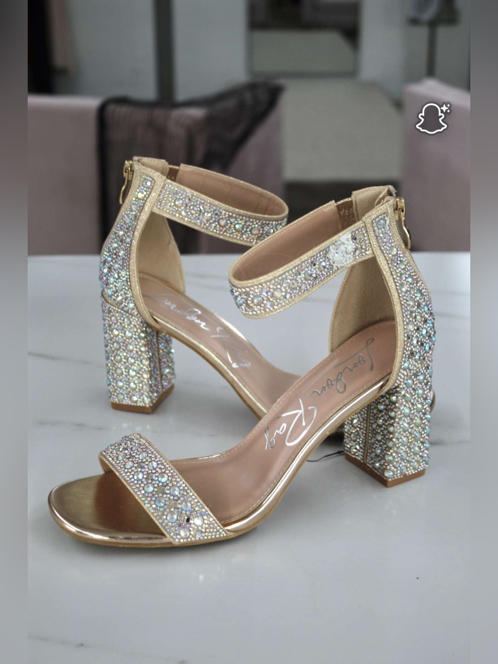 London Rag Block Sandals: Rose Gold